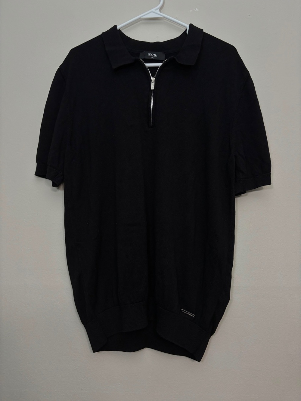 ICON Black Short-Sleeve Zip Polo Sweater